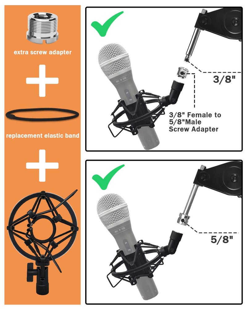 boseen Microphone Shock Mount Mic Holder For Samson Q2U SM58 ATR2100-USB Behringer Xm8500, Mic Clip Holder Mount for Diameter 28mm-32mm Dynamic Microphone Like AT2005-USB PGA48 PGA58, Boseen - Image 3